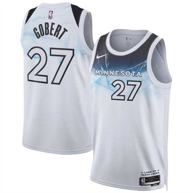 Mens Minnesota Timberwolves #27 Rudy Gobert White 2024-25 City Edition Stitched Jersey Dzhi